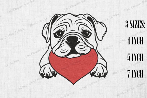 Cute Bulldog Peeking from Heart