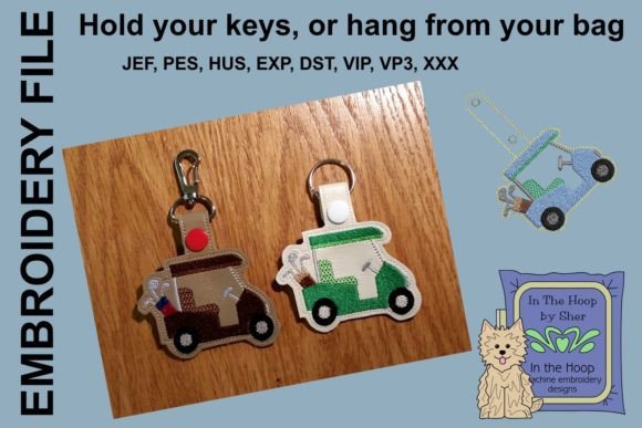 Golf Cart with Clubs Key Fob