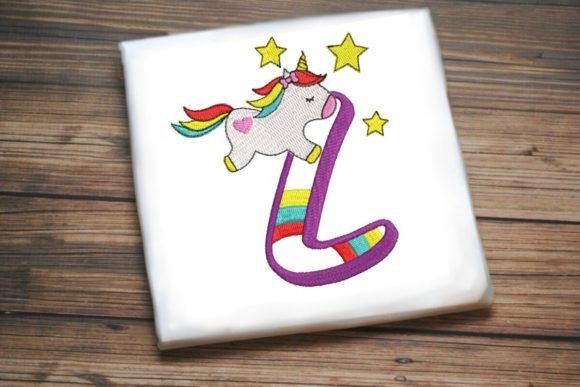Unicorn Rainbow Letter L